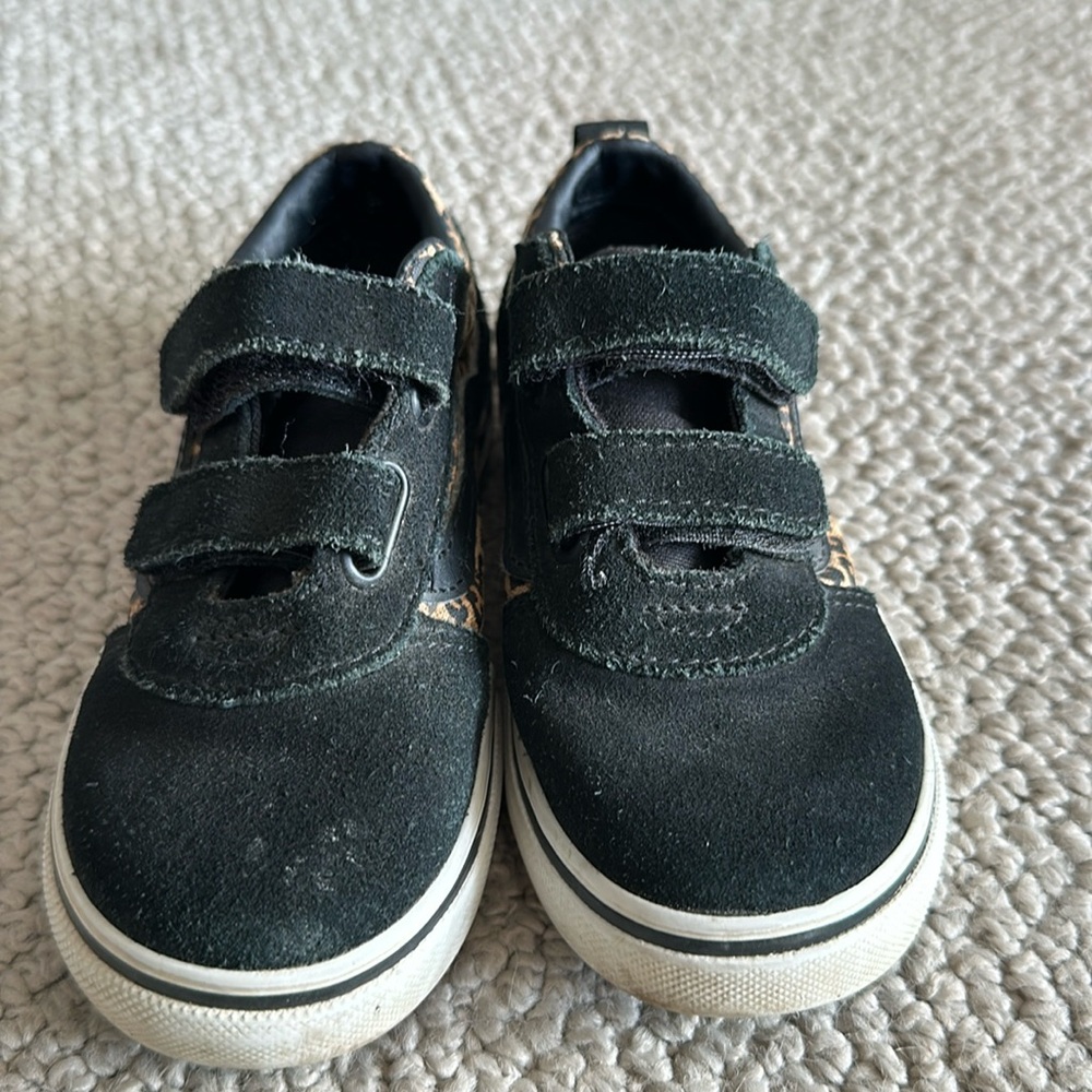 Black and Animal Print Velcro Vans